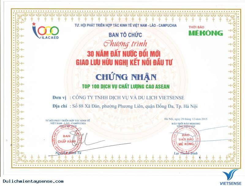 VIETSENSE TRAVEL ĐÓN NHẬN VINH DANH TOP 100 SẢN PHẨM - DỊCH VỤ CHẤT LƯỢNG CAO ASEAN - Ảnh 1